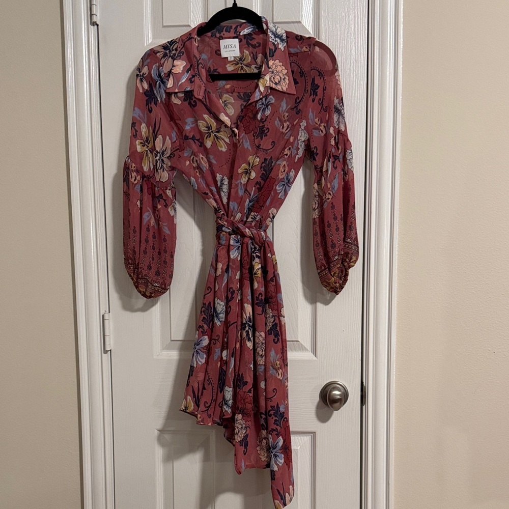 Misa Los Angeles pink Floral Long Sleeve Dress